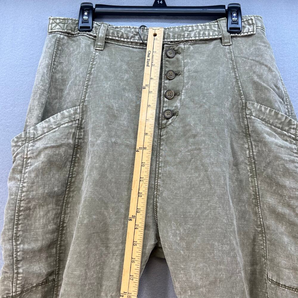 Free People Pants Women's Size 2 Tan Baggy Cargo Button Fly Slouchy Paper Bag - Picture 13 of 16
